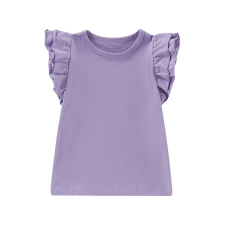 

ZIYIXIN Infant Toddler Baby Girl Fly Sleeves Solid Tops Bodysuit Casual Summer Ruffle Outfits