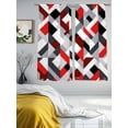 thumbnail image 2 of Abstract Sheer Curtains 72 inches Long 2 Panels Set Red Black Geometric Modern Design Sheer Window Curtain Rod Pocket Voile Drapes for Living Room/Bedroom, Each 52" W x 72" L, 2 of 7
