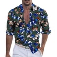 thumbnail image 1 of Blusa y camisa de manga larga con cuello vuelto para hombre, informal, a la moda, con botones, estampado, de poliéster, 1 of 6