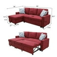 thumbnail image 2 of Ainehome Red Linen Reversible Sleeper Sectional Sofa with Storage Chaise, 2 of 8