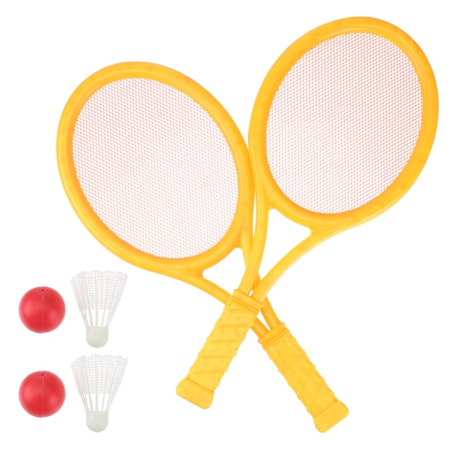 Parent-child Sports Outdoor Tennis Racket Set Kids Palying Badminton Rackets (Large Size Racket + 2pcs Tennis + 2pcs Badminton)