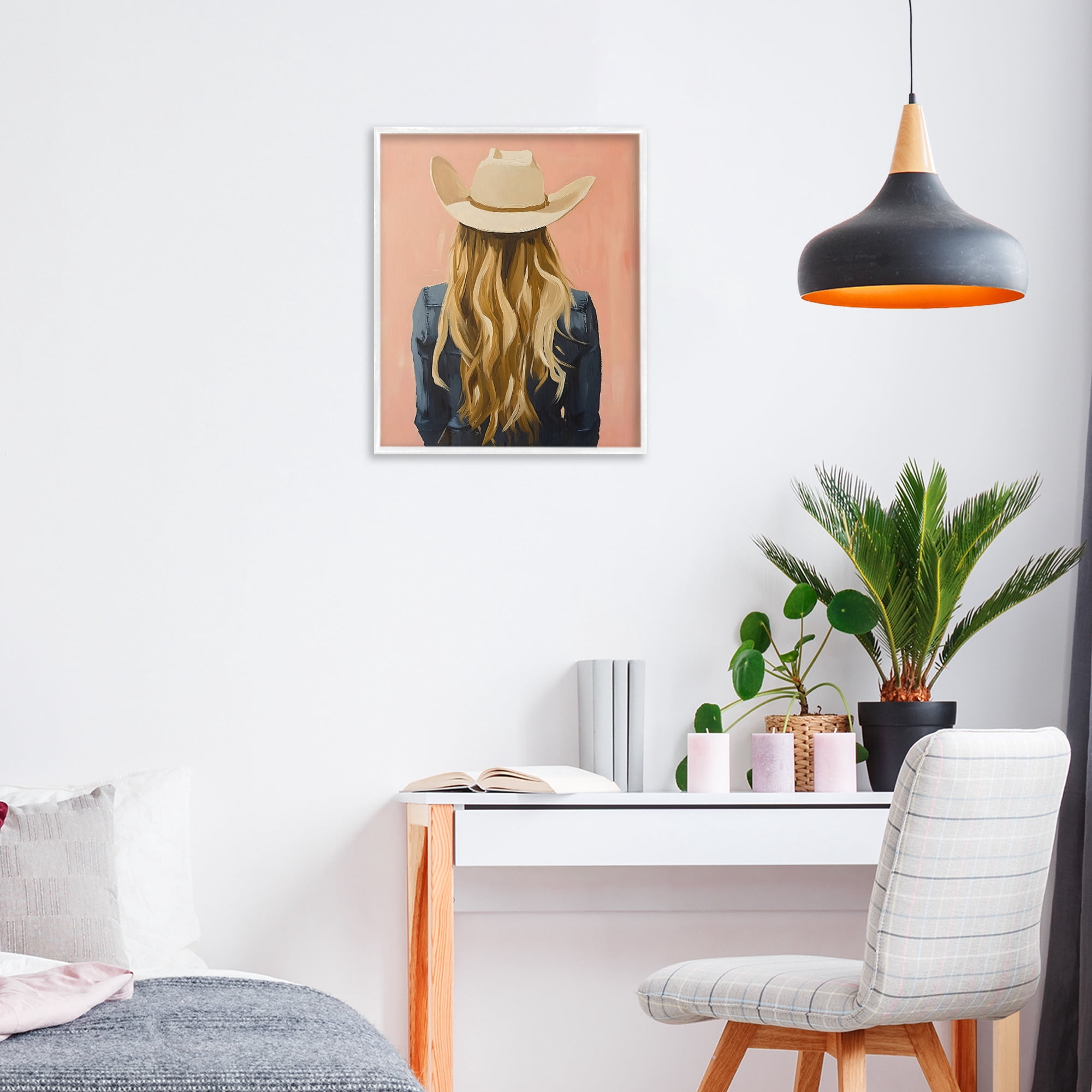 Stupell Industries Blonde Cowgirl Back View White Framed Giclee Art, design by The Prints Vibe