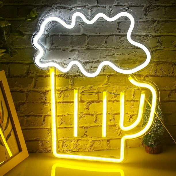 Letrero de neón de cerveza Letreros de luz LED Luces de pared decorativas Neón blanco amarillo para bar Pub Discoteca Restaurante Tienda Festival Celebración Decoración Fiesta Si