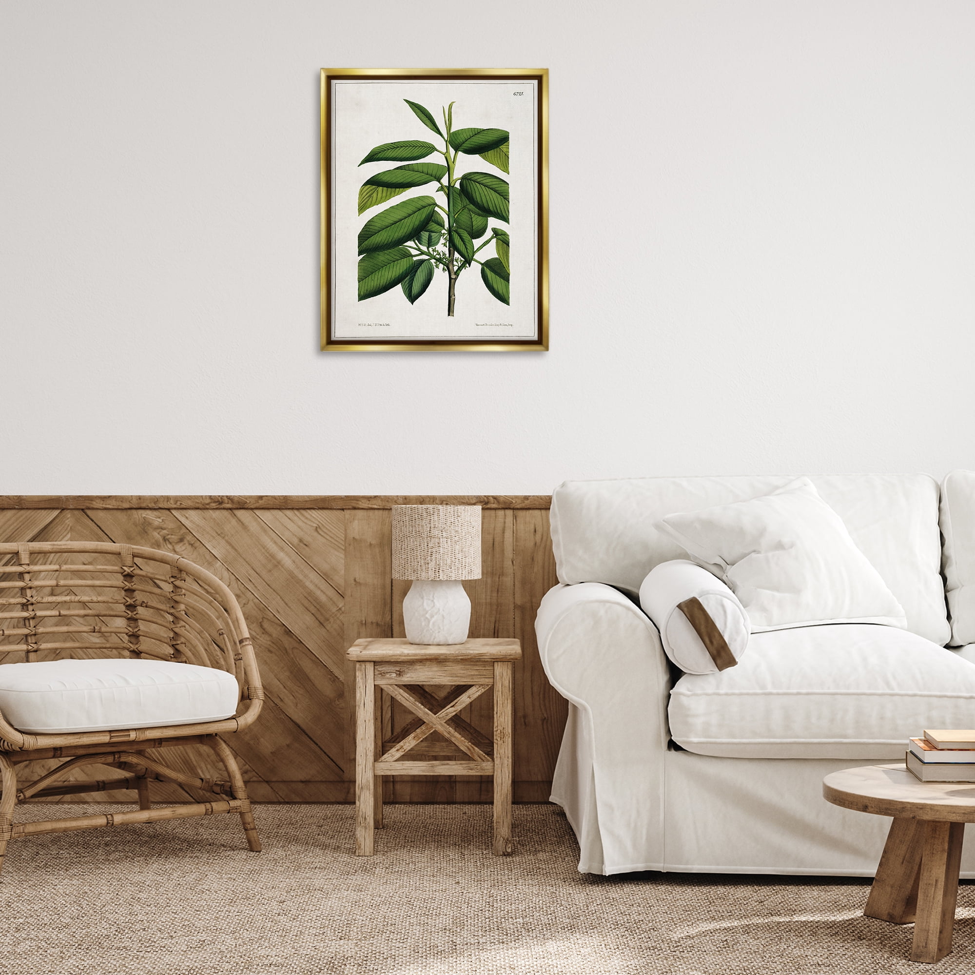 Stupell Industries Scientific Woodland Plant Plants & Flowers Painting Gold Floater Framed Canvas Art Print Wall Art, 25 x 31