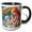 Black/White, variant on 3drose, Happy Mothers Day Text, Mother with Two Babies in the Garden Gift, 15oz Two-tone Green Mug