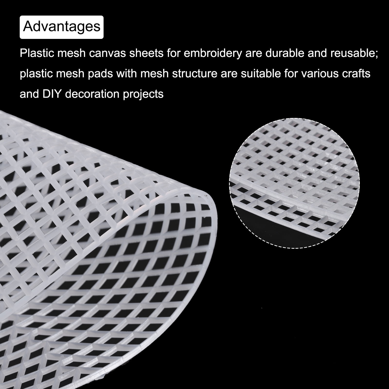 Uxcell 8Pcs 15" Plastic Mesh Canvas Sheet 5 Count Round Needlepoint Blank Canvas for Embroidery Crafting White