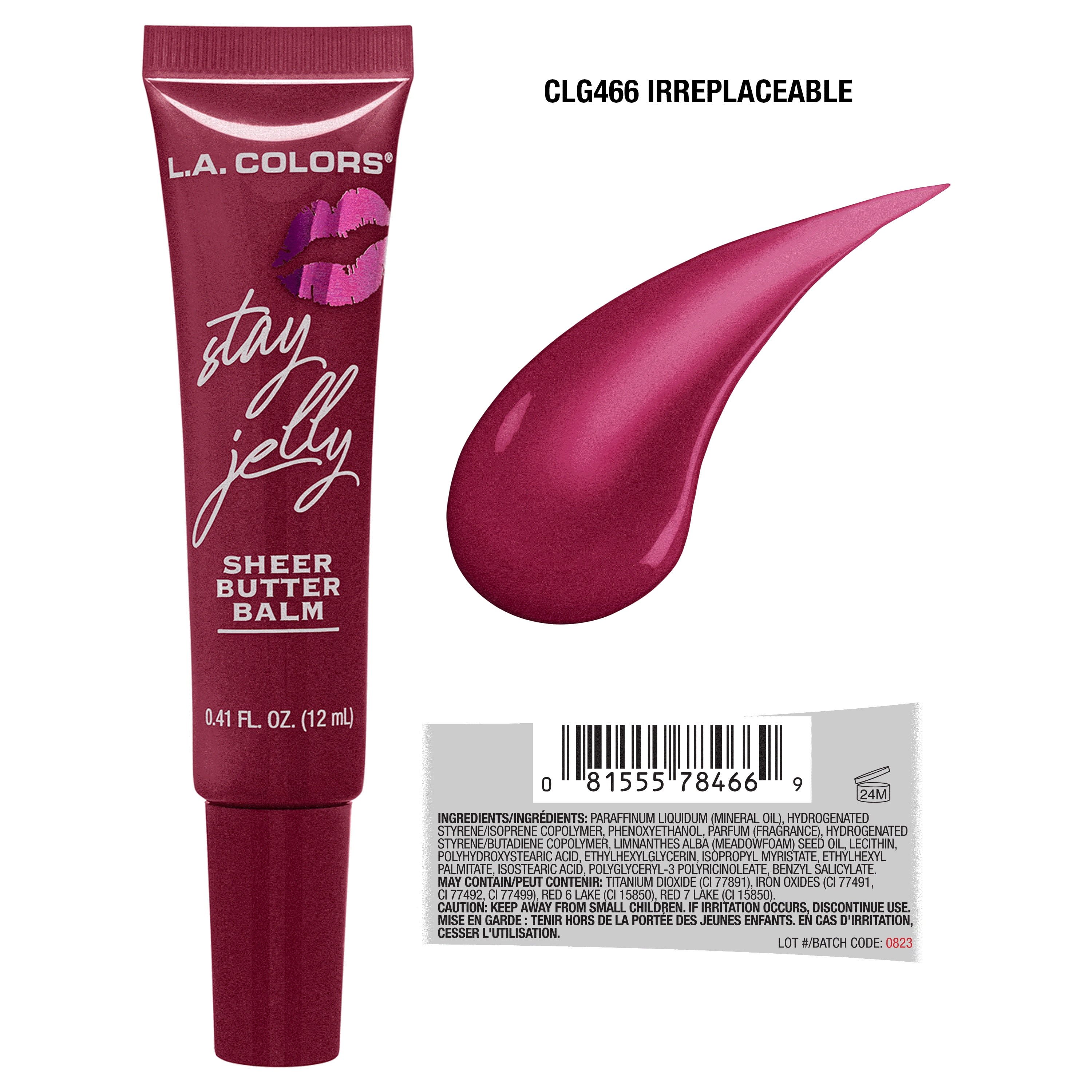 L.A. COLORS Stay Jelly Sheer Butter Balm, Irreplaceable, 0.41 fl oz