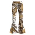 thumbnail image 3 of Grblisyd Girls Uniform Pants Kids Stretchy Elastic Waist Camo Maple Leaf Print Flare Pant with Pockets for 5-15 Years, 3 of 6