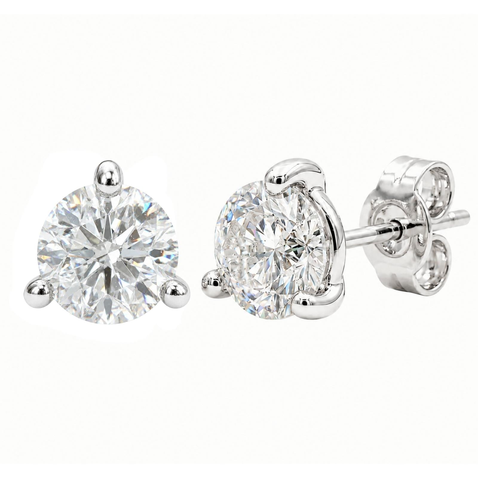 Diamonair Lab-Grown Diamond Stud Earrings for Women | Sterling Silver | Round Cut | Prong Set, Push Back | F Color, VS+ | 0.25 Total Carat Weight | Anniversary, Wedding, Birthday Gift