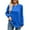 Blue, variant on Womens Long Sleeve Shirts Pleated Crew Neck Casual Fall Fashion Tops Loose Fit Dressy Basic Trendy Clothes (Khaki, L)