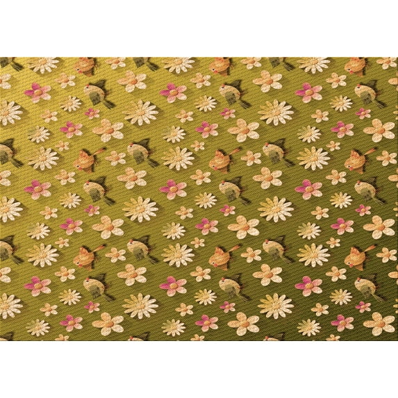 Ahgly Company Indoor Rectangle Patterned Bee Yellow Area Rugs, 7' x 9'