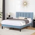 thumbnail image 2 of VECELO Queen Size Platform Bed Frame, Velvet Upholstered Bed Frame with Adjustable Headboard, No Box Spring Needed, Easy Assembly, Light Blue, 2 of 11
