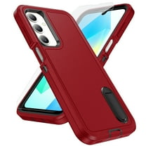 Dteck for Samsung Galaxy A16 5G Phone Case with Screen Protector Glass, Heavy Duty Military Grade Protection Full Body Phone Cover with Kickstand, Red