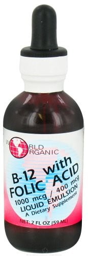 World Organics B-12 1000mcg with Folic Acid 400mcg, 2 Oz