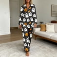 thumbnail image 2 of SETOOFF Halloween Womens Pajama Sets Pumpkin Ghost Print Turndown Collar Tops Loose Pants Cute Funny Sleepwear Plus Size Womens Clothing, 2 of 7
