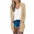 thumbnail image 2 of Black_Friday/Cyber and Monday Deals onlyliua Clearance Cardigans Women's Long Sleeve Draped Open Front V-Neck Casual Knit Long Cardigan Jacket Sweater with Pockets Plus Size Clothes for Women, 2 of 5