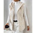 thumbnail image 5 of WIZUTIZ Women's Solid Color Textured Sherpa Fleece Zip Up Hoodie Drawstring Hood Pockets Winter Warm Coat Casual Loose Fit Outerwear, 5 of 8
