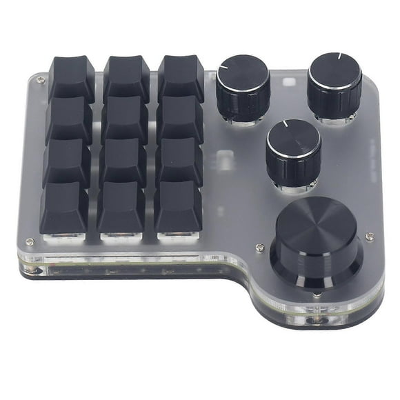 USB Mini Macro Mechanical Gaming Keyboard Programmable USB C BT 2.4G 3 Modes 12 Keys 4 Knobs Blue Switch RGB LED