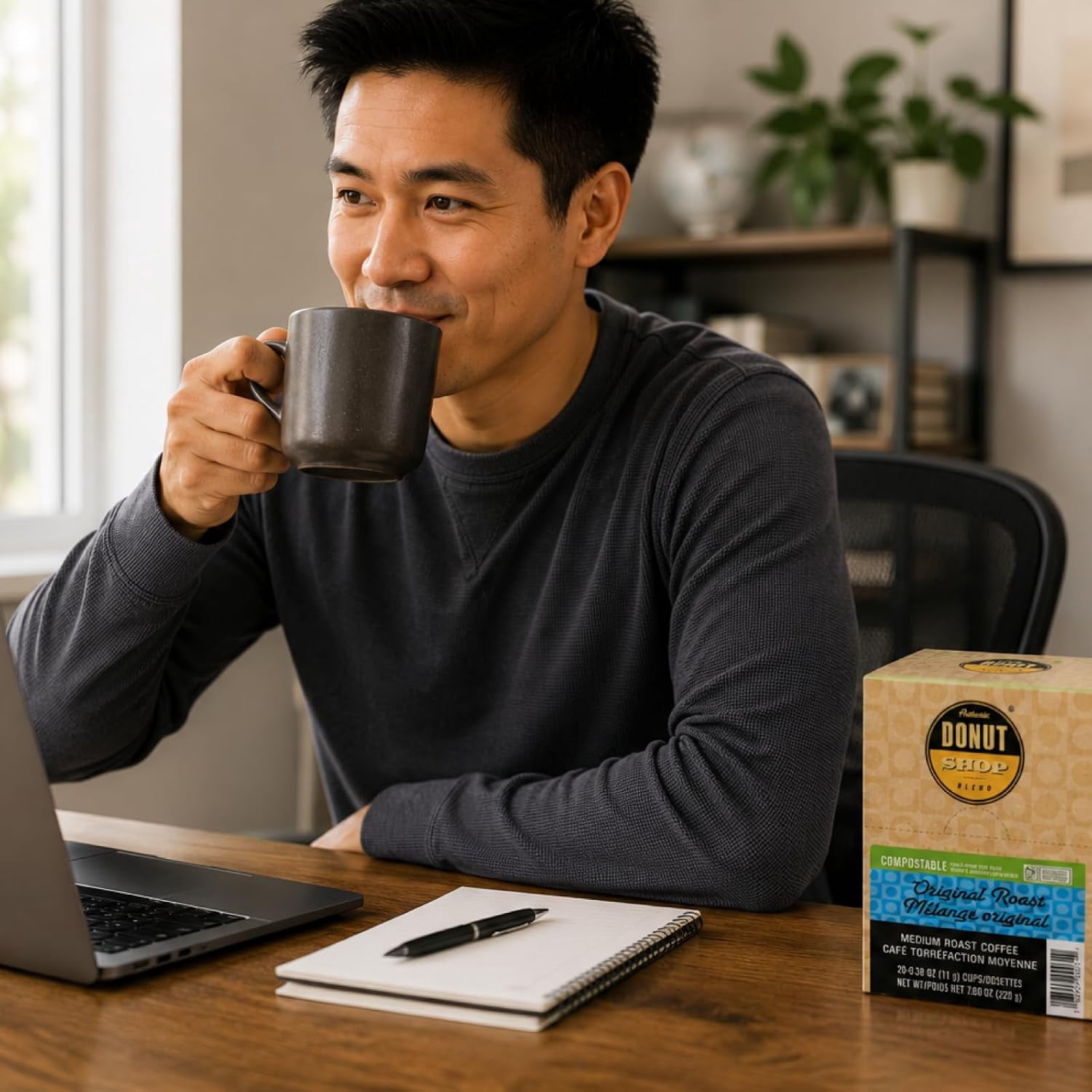 Authentic Donut Shop Original Roast, Compostable Coffee Pods - Medium Roast, K-Cup Compatible, 80 Count