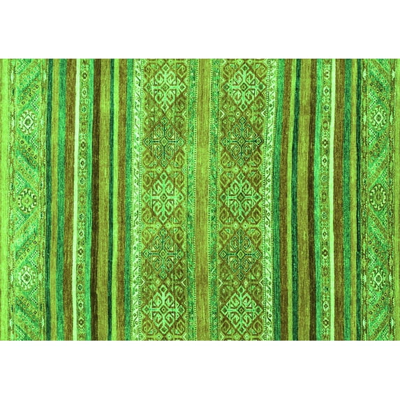 Ahgly Company Indoor Rectangle Abstract Green Modern Area Rugs, 2' x 4'
