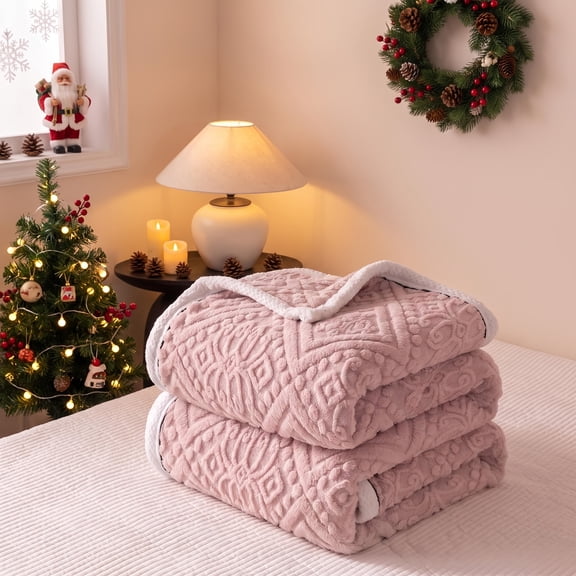 51"×59" Throw Size Misty Pink Blanket, Soft Decorative Throw Blanket for Sofa Couch Bed