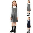 thumbnail image 1 of MKOSPLRT Robe Salopette d'Uniforme Scolaire pour Filles, Coupe Trapèze Plissée, Unie, Sans Manches, à Enfiler, Jupe Évasée, Robe Salopette Longueur Genou, 3-15 Ans, 1 of 5