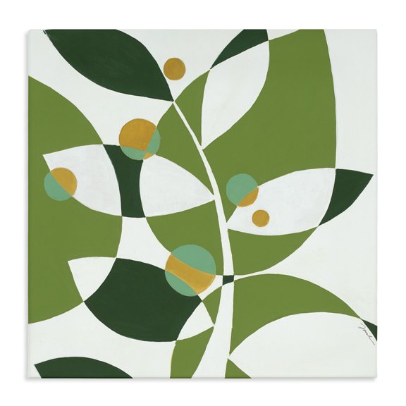 Stupell Industries Mid-Century Modern Green Leaf Abstraction Canvas Art, 36 x 36, by Liz Jardine