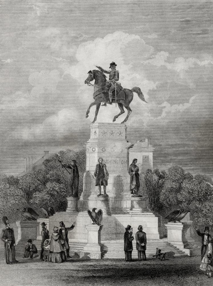 Washington Monument At Richmond Virginia Usa George Washington 1732-1799 First President Of The United States From A 19Th Century Print Engraved By J Rogers After Wageman Canvas Art - Ken Welsh Desig