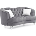 thumbnail image 2 of Gray Velvet Loveseat Sofa with Recessed Arms, Compact Two-Seater for Small Spaces, No Assembly Required, 2 of 5