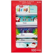 Holiday Time No Peeking Self Adhesive Gift Labels, Christmas Roll Tags,  100 Count