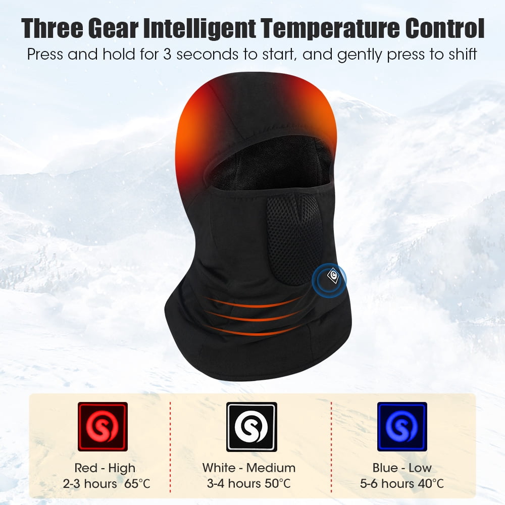 Savior Heat Heating Ski Mask with Battery, Electric Warm Hats for Women, Snowboard Balaclava Neck Warmer Man Thermal Balaclava