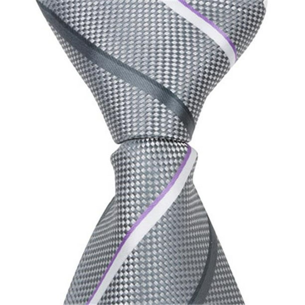 X6 - 15,25 Po Cravate à Glissière - Gris avec des Rayures Grises et Blanches&44; 8-11