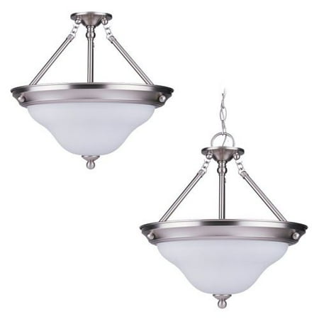 Sea Gull Lighting 69562BLE-962 3 Light Semi Flush Convert Pendant Brushed Nickel