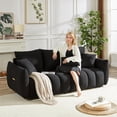 thumbnail image 3 of Ywen 78" Modern Sofa Couch, Comfy Deep Seat Teddy Cloud Sofa, Upholstered 3-Seater Boucle Couch, Oversized Loveseat for Living Room, Bedroom, Office, Apartment, Black, 3 of 8