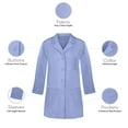 thumbnail image 2 of Panda Uniform by HeedFit Women's 32" Medical Lab Coat, Snap Front, Notched Lapel, 3XL, Sky Blue, 2 of 6