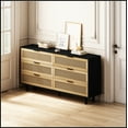 thumbnail image 4 of 59.06"6-Drawers Rattan Storage Cabinet Rattan Drawer,for Bedroom,Living Room, Black (Same SKU:W757P151921), 4 of 10