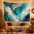 thumbnail image 3 of Blue Marble Swirls in Teal and Gold Veins, Calming Abstract for Art Lovers, Mineral Wall Art, Housewarming Gift, Tapestry Wall Hanging for Bedroom, Studio and Den, 3 of 7