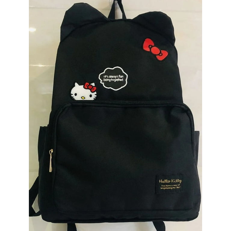 Hello Kitty Sanrio Backpacks Black Embroidery Book Backpack Student Japanese College for Students Girls Mochila Infantil Escolar Walmart