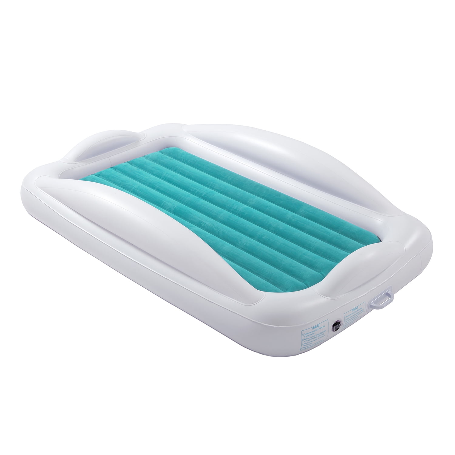 Hiccapop Inflatable Toddler Travel Bed with Safety Bumpers, 4-Sided Portable Toddler Bed for Kids, Toddler Air Mattress, Kids Air Mattress, Teal Blue