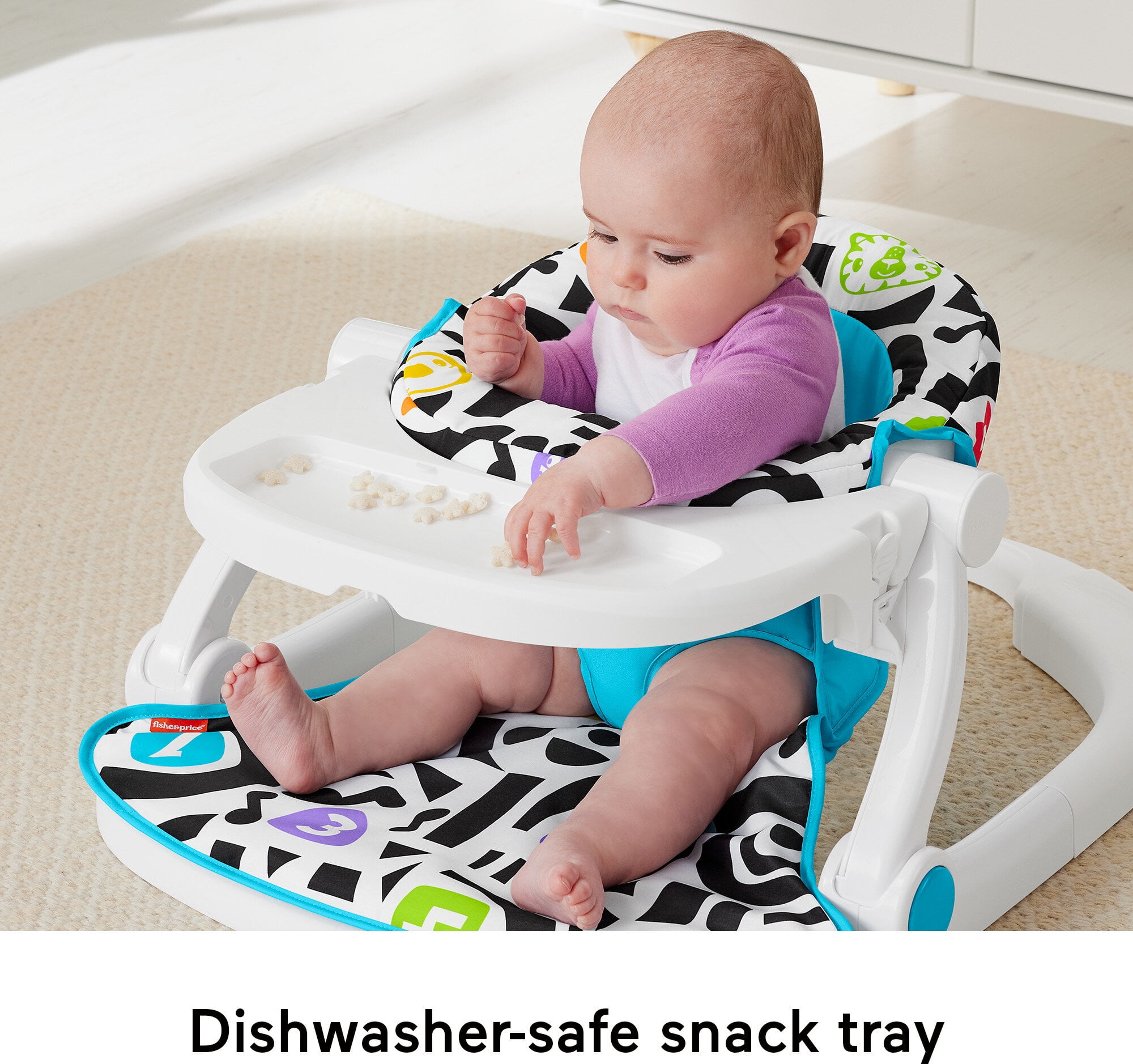 Fisher-Price Kick & Play Sit-Me-Up Seat Portable Baby Chair with Piano Toy, Snack Tray for Infant to Toddler