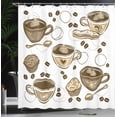 thumbnail image 3 of Ambesonne Pastry Shower Curtain, Coffee Cups and Cupcakes, 69"Wx70"L, Brown Beige White, 3 of 4