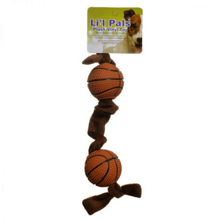 UPC: 0076484401336 | Li L Pals Plush Basketball Plush Tug Dog Toy – Brown