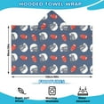 thumbnail image 2 of Blue Football Helmets and Balls Pattern Hooded Bath Towel，60"x35" for Ages 3 To 12 Kids, Quick Dry Lightweight Soft Microfiber Hood Beach Towel Cover Up for Kids, 2 of 7
