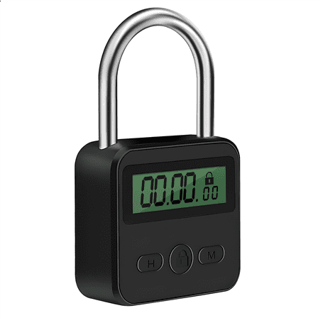 2025 New! Metal Timer Lock LCD Display Multi-Function Electronic Time 99 Hours Max Timing USB Rechargeable Padlock,Black