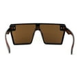 thumbnail image 4 of Womens Flat Top Square Shield Oversize Plastic Sunglasses Tortoise Brown, 4 of 4