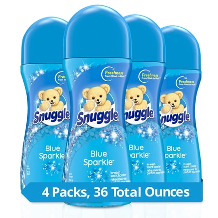 Snuggle Scent Shakes in-Wash Scent Booster Beads, Blue Sparkle, 9 Ounce Pack of 4