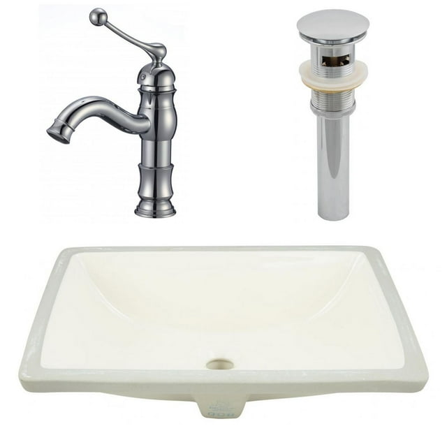 American Imaginations 20.75-in. W CSA Rectangle Bathroom Undermount Sink Set In Biscuit - Chrome Hardware - Overflow Drain Incl. AI-27109