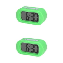 Unique Bargains 2 Pcs Oval Digital Alarm Clock Adjustable Alarm Snooze Green