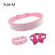 thumbnail image 2 of Collar de perro de cuero de PU Collar de perro de mosaico floral rosa con diamantes de imitación ajustable, 2 of 6