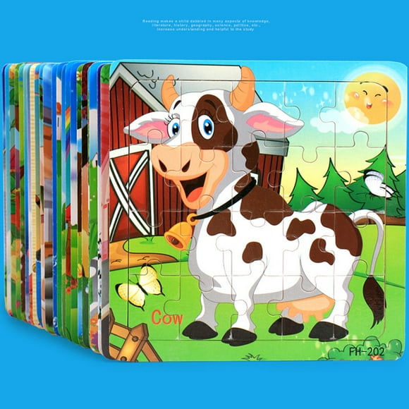 Jouets de Construction et de Construction Vedettes Casse-Tête Éducatifs en Bois pour Tout-Petits et Enfants-Animaux à Thème Empilables Robustes pour l'Apprentissage Précoce 4 Pcs